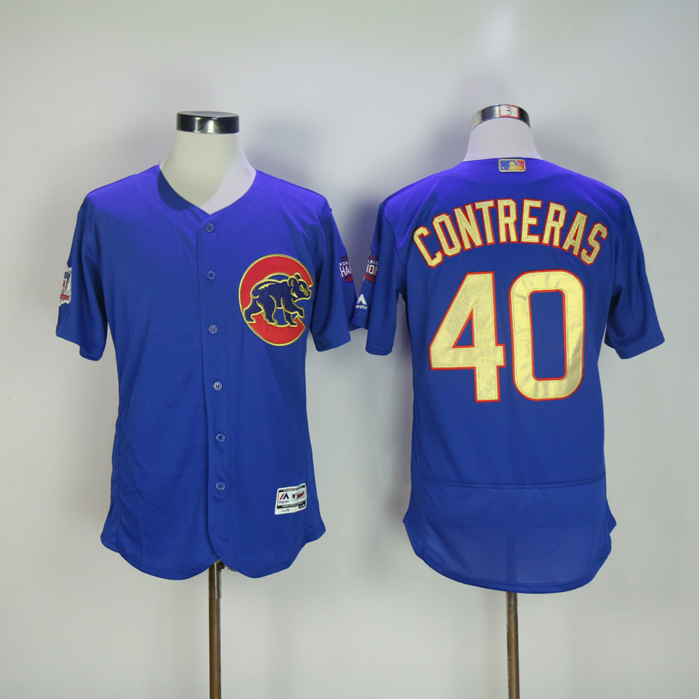 Men Chicago Cubs #40 Contreras Blue Champion MLB Jerseys->chicago cubs->MLB Jersey